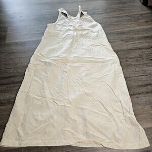 J. Jill Cream Maxi Overall Dress Side Button Cotton Lagenlook Y2K Women Sz XLP